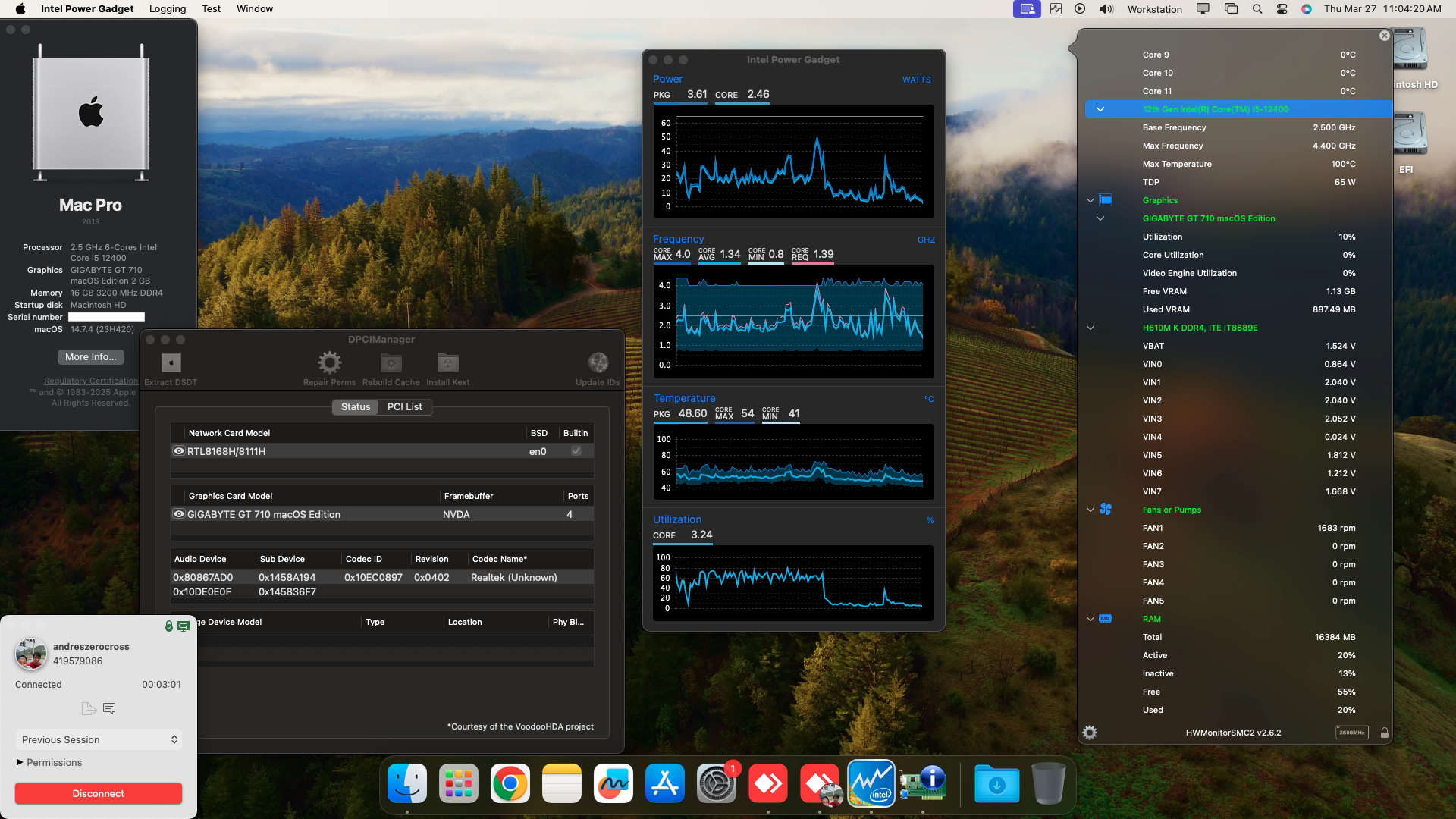 Success Hackintosh macOS Sonoma 14.7.4 Build 23H420 in Gigabyte H610M K DDR4 + Intel Core i5 12400 + Gigabyte GT 710